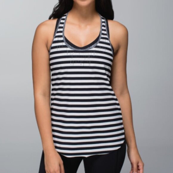 EC Lululemon Water Bound Singlet - Black / White - Size 6/8 - Picture 1 of 5